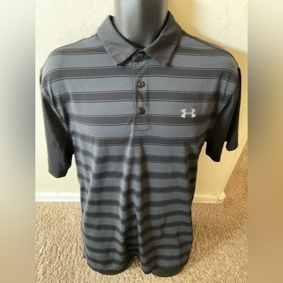 Under Armour Other - Mens used Under Armour UA size M heatgear black polo striped shirt medium Pre ow